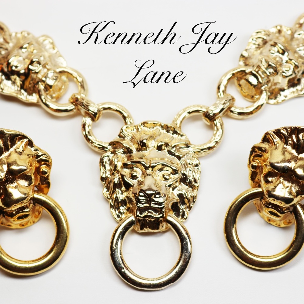 β¨ VINTAGE KJL Lion's Head Doorknocker Earrings π - Picture 13 of 16